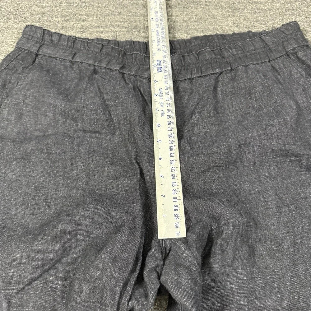 Eileen Fisher Pants Women Large Petite LP Gray Linen Crop Pull On Straight Leg